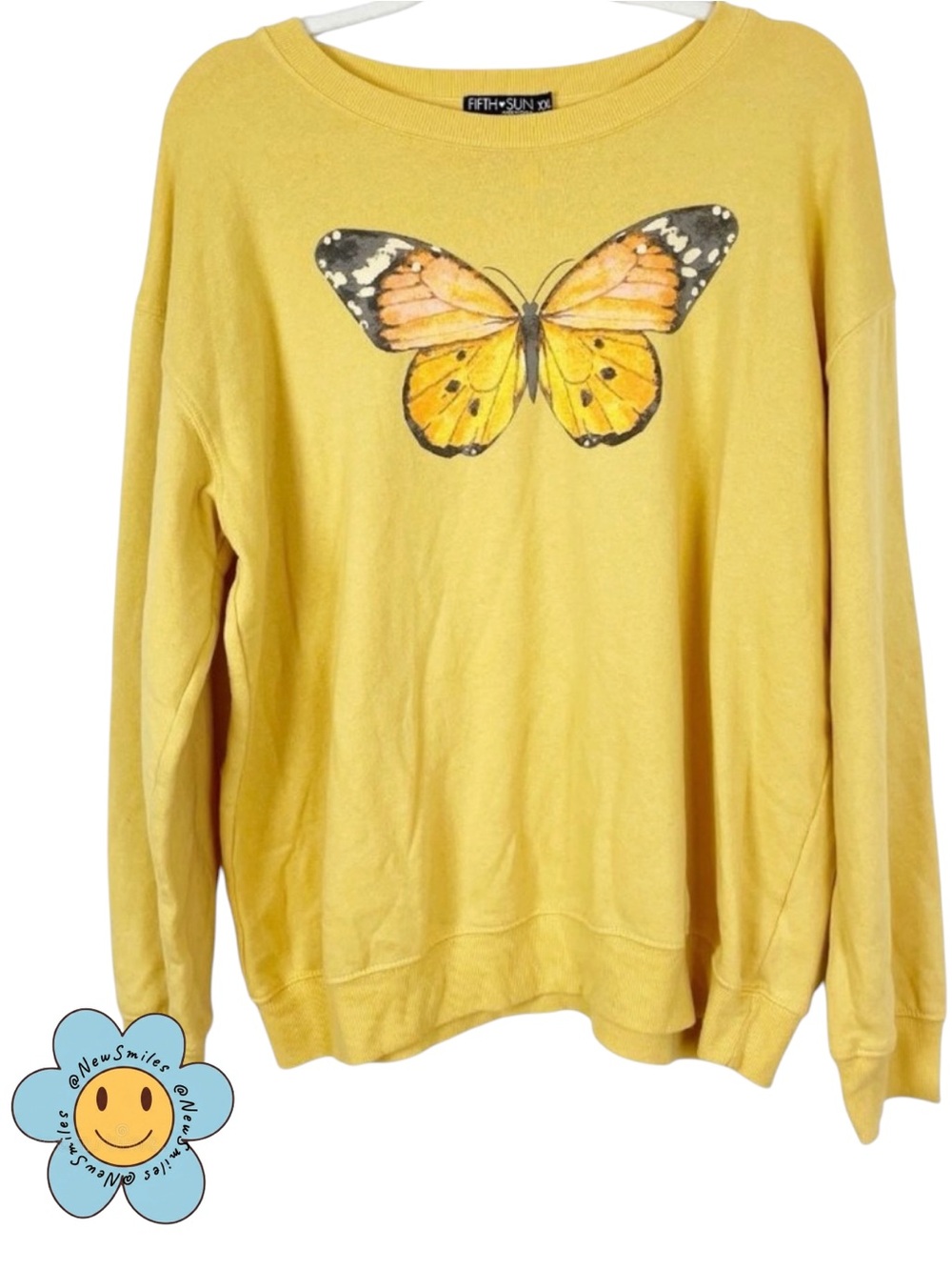 Fifth Sun ~ Yellow ~ Butterfly ~ Sweatshirt ~ Sz XXL ~ Very Soft